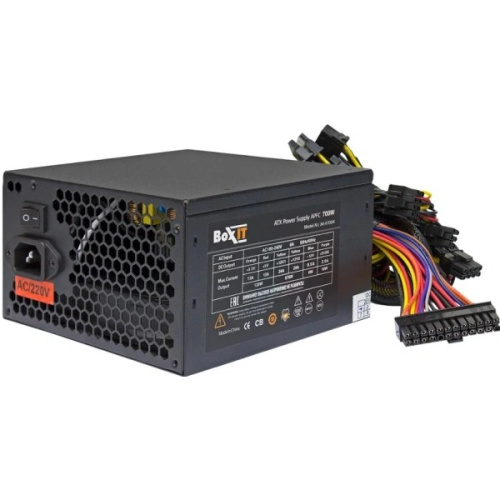 Блок питания BOXIT JM-A700w black 700W (ATX, APFC, 20+4P, 2xPCIe 6+2P, 120mm fan)
