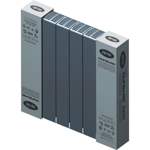 Биметаллический радиатор отопления Rifar Supremo 500 боковое подключение 6 секций титан