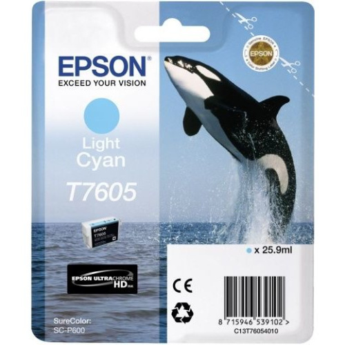 Картридж струйный Epson T7605 C13T76054010 светло-голубой (25.9мл) для Epson SureColor SC-P600