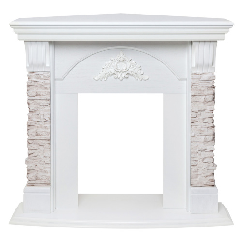 Портал каминный из МДФ угловой RealFlame Athena Corner серый белый, угловой