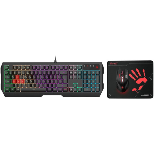 Комплект клавиатура и мышь A4TECH Bloody B1700 (B1700 (B140N + ES7 + BP-50M), USB черный