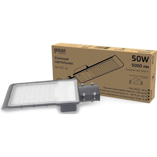 Светильник консольный Gauss 629534350 50Вт ламп.:50шт светодиод.лампа черный