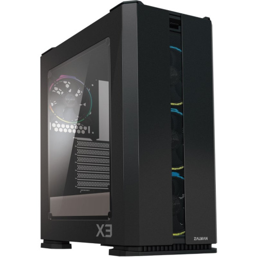 Корпус Zalman X3 Black, ATX, Window, 2x3.5", 2x2.5", 2xUSB2.0, 2xUSB3.0, FRONT 3x120mm RGB, REAR 1x120mm RGB