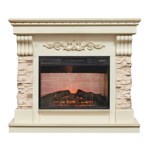 Электрокамин RealFlame Marseilles Luxe 24 WT белый дуб с золотой патиной с очагом Irvine 24