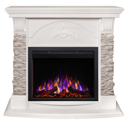 Электрокамин RealFlame Athena GR WT белый с очагом Saphir 25,5