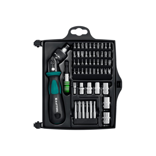 Отвертка реверсивно-рычажная KRAFTOOL X-Force-55 (25554-H55-z01) с насадками 55 шт