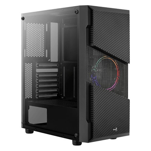 Корпус Aerocool Menace Saturn FRGB-G-BK-v1 черный без БП ATX 4x120mm 2xUSB2.0 1xUSB3.0 audio bott PSU