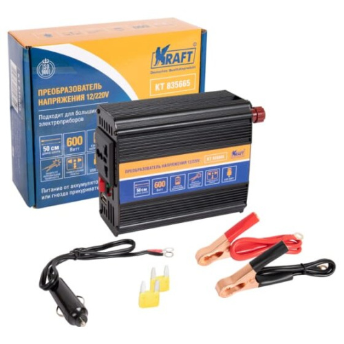 Инвертор автомобильный Kraft KT 835665 12/220V 600W