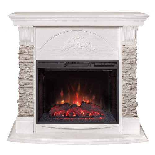 Электрокамин RealFlame Athena GR WT белый с очагом Sparta 25,5 LED
