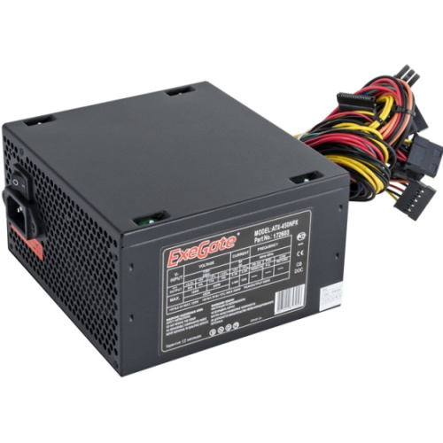 Блок питания ExeGate EX224733RUS-S 450W 450NPX, ATX, SC, black, 12cm fan, 24+4p, 6/8p PCI-E, 3xSATA, 2xIDE, FDD + кабель 220V