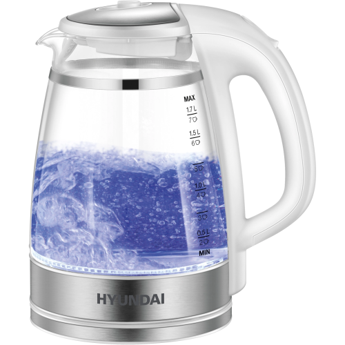 Электрочайник Hyundai HYK-G3506 белый/серебристый