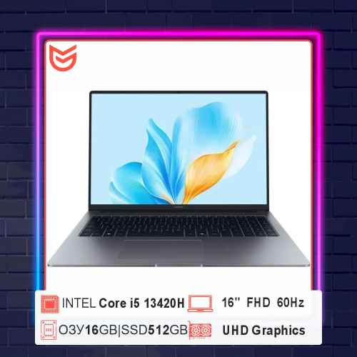 Ноутбук HONOR MagicBook X 16 (5301ALWS) Intel Core i5-13420H/16Gb/SSD512Gb/16"/IPS/FHD+/60Hz/Win11/Grey