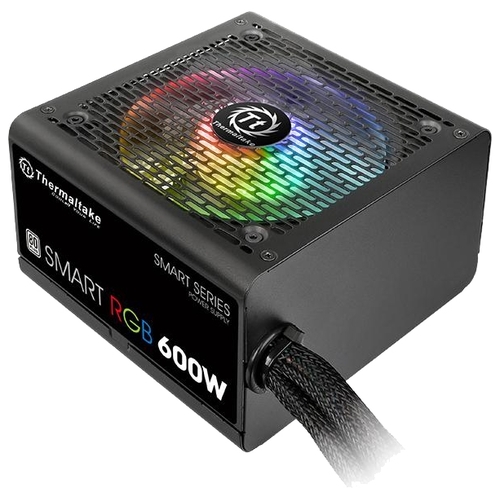 Блок питания Thermaltake PS-SPR-0600NHSAWE-1 ATX 600W Smart RGB 600 80+ (24+4+4pin) APFC 120mm fan color LED 5xSata RTL