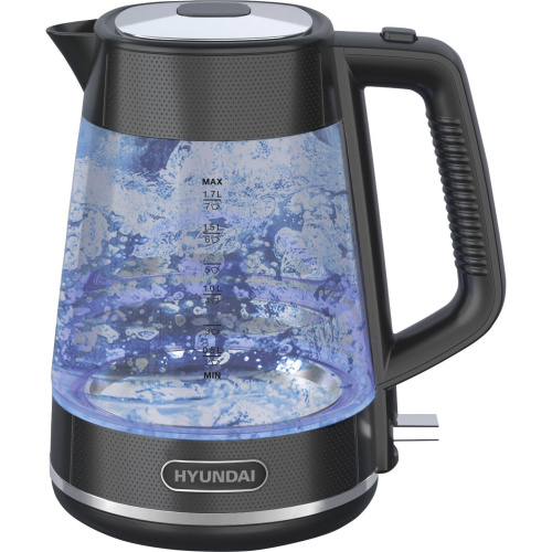 Электрочайник Hyundai HYK-G3503 1.7л. черный/серебристый стекло
