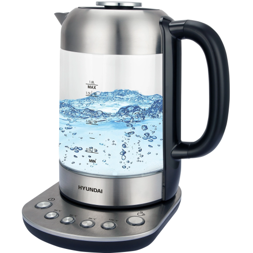 Электрочайник Hyundai HYK-G8407 черный и прозрачный