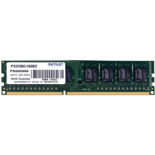ОЗУ Patriot PSD38G16002 SignatureLine, DDR3-1600 8GB PC3-12800, CL11, 1.5V, retail