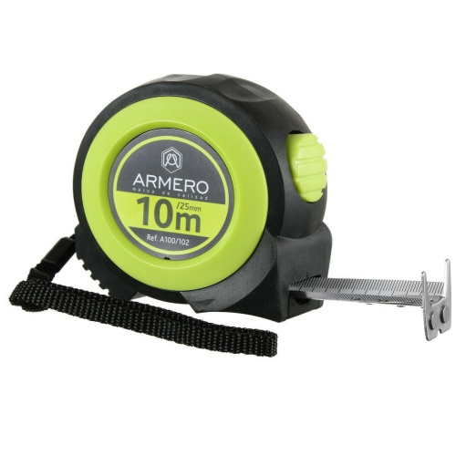 Рулетка ARMERO с автоблокировкой 10м*25мм A100/102