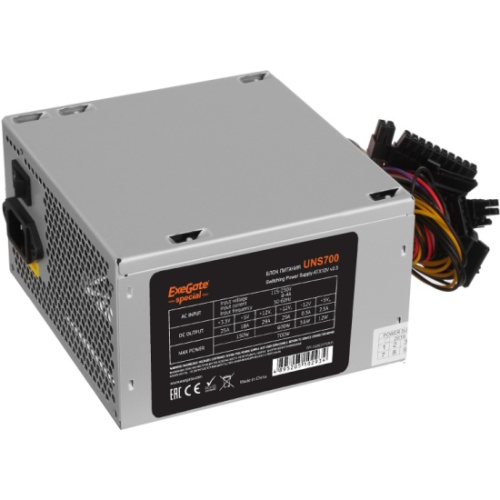 Блок питания ExeGate ES261572RUS 700W UNS700 (ATX, 12cm fan, 24pin, 4pin, PCIe, 3xSATA, 2xIDE, FDD)