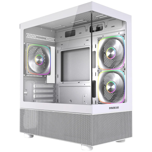 Корпус Powercase Vision Micro M2 ARGB (CVMWM2-A3), Tempered Glass, 3x 120mm ARGB PWM Fan, белый, mATX