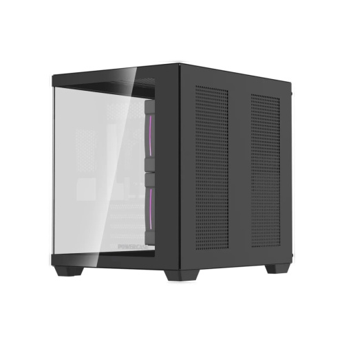 Корпус Powercase Vision Micro M5CB (CVMM5CHB-A3), Tempered Glass, Type-C, 3x 120mm ARGB PWM Fan, ARGB+PWM HUB, чёрный, mATX