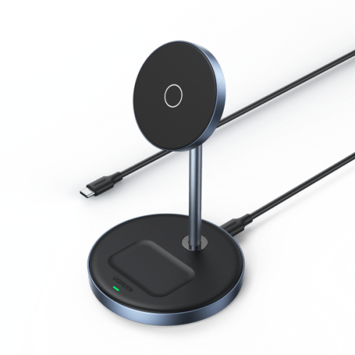 Зарядное утройство UGREEN W710 (45382) 2-in-1 15W Magnetic Wireless Charger for iPhone + AirPods Gray