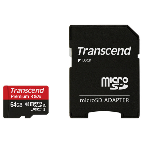 Карта памяти Transcend TS64GUSDU1 microSDXC Premium 64GB UHS-I Class 10 U1 с адаптером