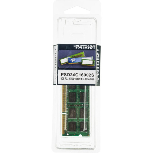 ОЗУ DDR3 4Gb 1600MHz Patriot PSD34G16002S RTL PC3-12800 CL11 SO-DIMM 204-pin 1.5В