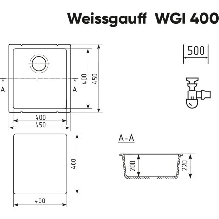 Кухонная мойка Weissgauff WGI 40002 Beige