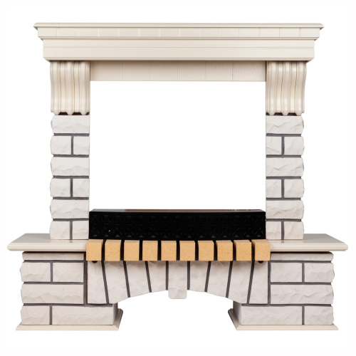 Портал каминный из МДФ RealFlame Country белый дуб, белый камень