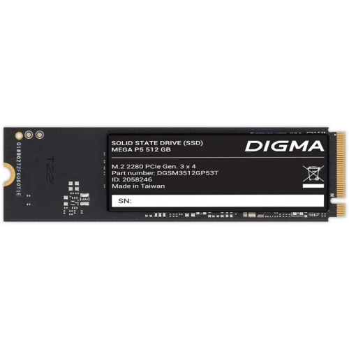 SSD Digma Mega P5 DGSM3512GP53T 512GB PCIe 3.0 x4 M.2 2280