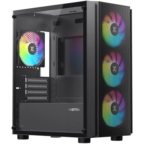Корпус XASTRA A402M 4ARGB Black (A402M-4FC12A-BK) mATX/Mesh/full-size TG/ 4x120mm ARGB PWM fans