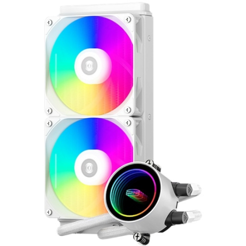 СВО PcCooler DA240 ARGB WH (270W, 240mm, White, Fans 2x120mm, 73.6CFM, -dBA, 1800RPM/ Pump height 55mm, 3000RPM)
