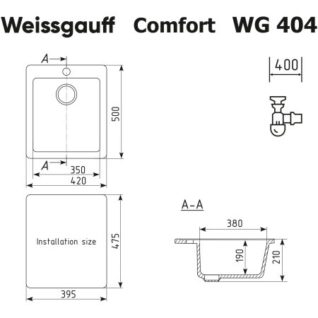 Кухонная мойка Weissgauff WG 404344 Comfort Deep Space