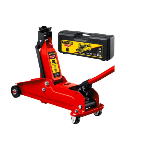 Домкрат STAYER Red Force R-28 (43156-2-K) 2т 135-385 мм подкатной в кейсе