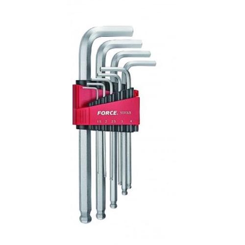 Набор ключей шестигранных FORCE 5093LBS Г-образных дюймовых, средних с шаром