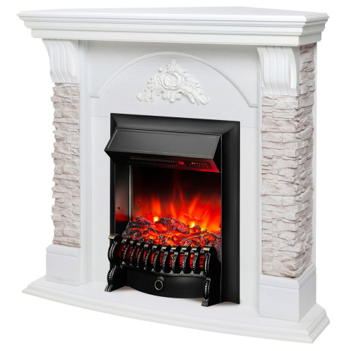 Электрокамин RealFlame Athena Corner GR белый с очагом Fobos Lux Black RC