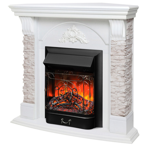 Электрокамин RealFlame Athena Corner GR белый с очагом Majestic Lux Black