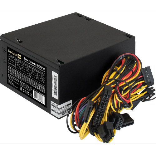 Блок питания ExeGate 600NPXE EX221639RUS-PC 600W (ATX, PPFC, PC, 12cm fan, 24pin, 2x(4+4)pin, 2xPCI-E, 5xSATA, 3xIDE, black)