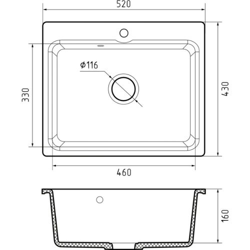 Кухонная мойка GranFest Smart 520 GF-Smart 520 мрамор, черный