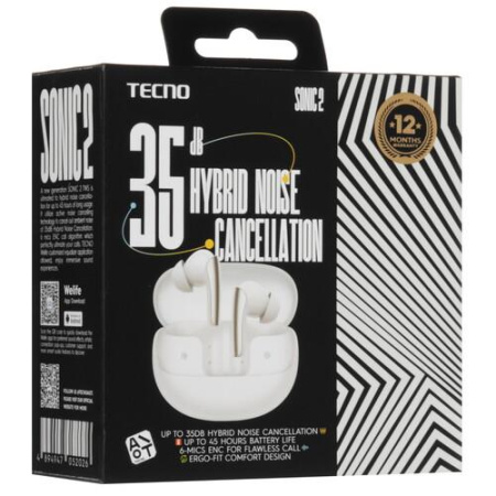 Наушники TWS Tecno Sonic 2 белый
