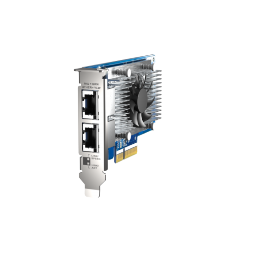 Сетевая карта QNAP QXG-10G2T-X710 LAN Expansion Card, PCIe Gen3 x4, Two 10GbE (10G / 5G 2.5G 1G 100M)) Ports with SR-IOV and iSCSI, Block-based, Suppo