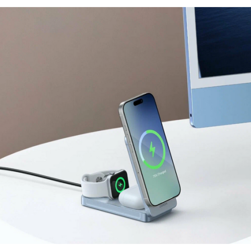 Зарядное устройство UGREEN W757 (55901) MagFlow 25W Magnetic Qi2.2 Wireless 3-in-1 Charger Starlight Blue