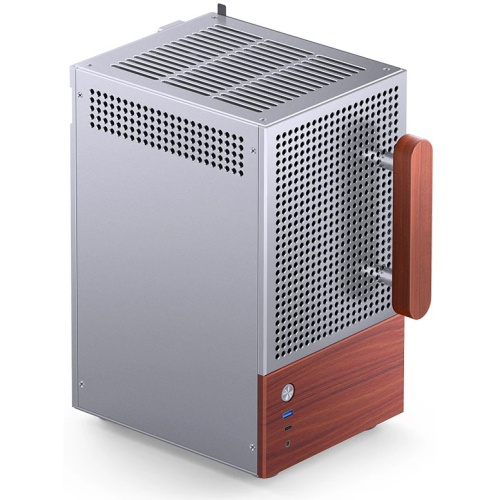 Корпус JONSBO T6 Silver без БП, боковая панель из закаленного стекла, mini-ITX, серебристый