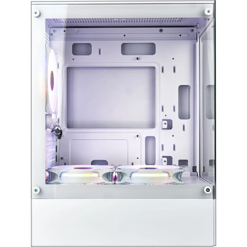 Корпус Ginzzu CL485 mATX Fan 3*12LD4 передняя панель cтекло белый