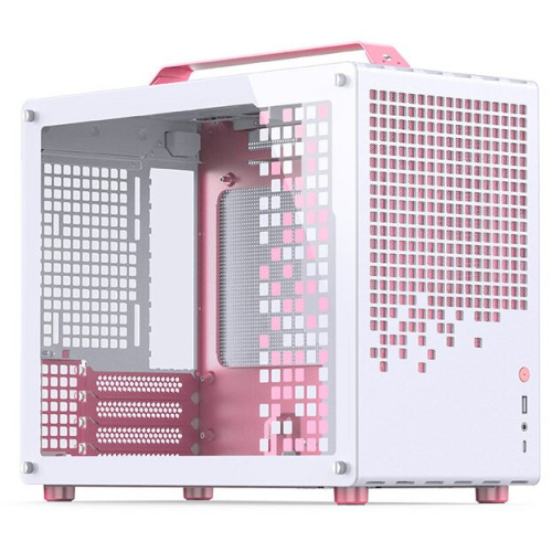 Корпус JONSBO Jonsplus Z20 Pink/White без БП, боковая панель из закал. стекла, mini-ITX, micro-ATX, бело-розовый