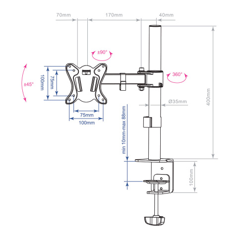 Кронштейн для мониторов Arm Media LCD-T11 черный