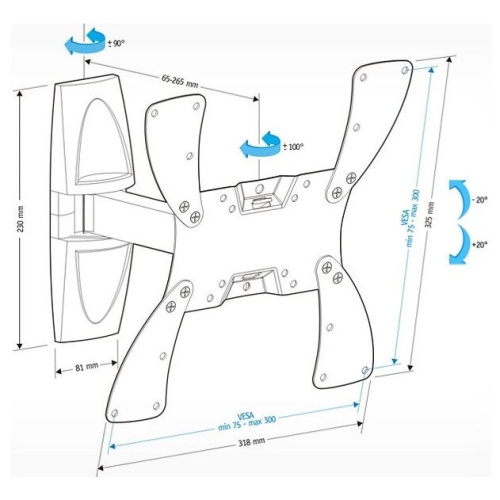 Кронштейн для телевизора Holder LCDS-5020 белый 22"-42" до30кг поворот и наклон