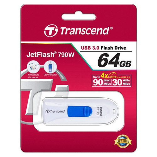 USB-флешка Transcend 64Gb Jetflash 790 TS64GJF790W USB3.0 белый