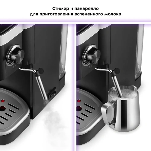 Кофеварка Рожковая Kitfort Кт-788 Черный/Серебристый