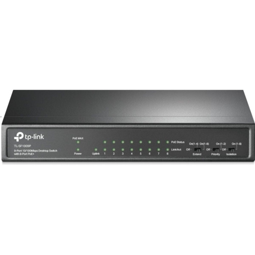 Коммутатор TP-LINK TL-SF1009P 9-port 10/100Mbps unmanaged switch with 8 PoE+ ports, compliant with 802.3af/at PoE